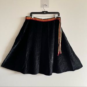 Anthropology Velvet skirt with special multi ribbon colour detail